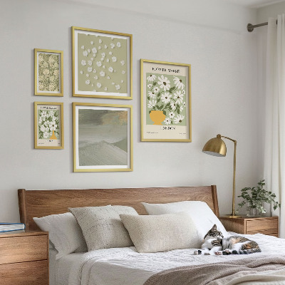 Set of 5 wall art pieces Floral urban motifs