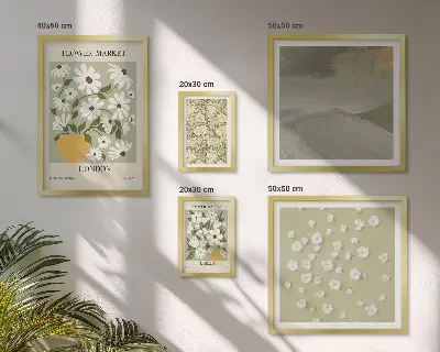 Set of 5 floral urban motif wall art pieces 