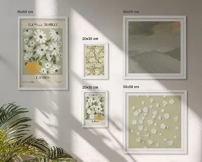Set of 5 floral urban motif wall art pieces 