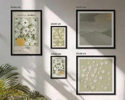Set of 5 floral urban motif wall art pieces 