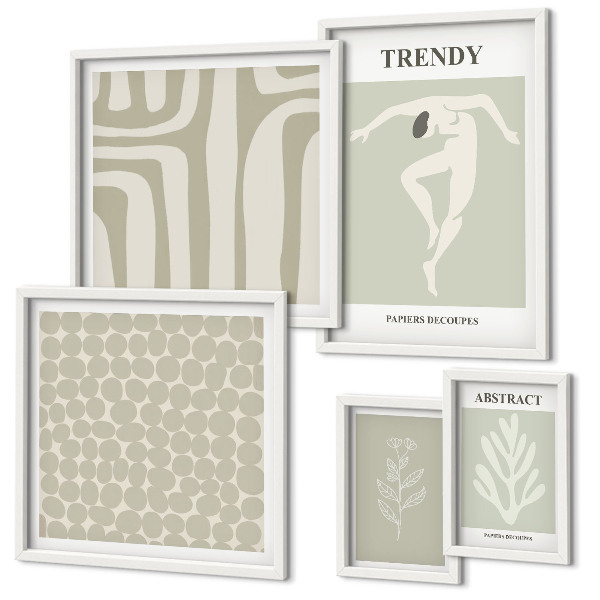 Gallery wall Stylish abstract green graphics
