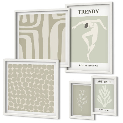 Gallery wall Stylish abstract green graphics