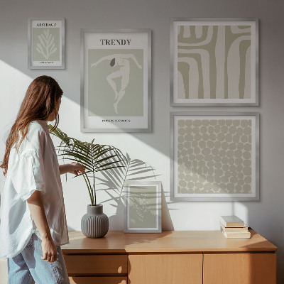 Gallery wall Stylish abstract green graphics