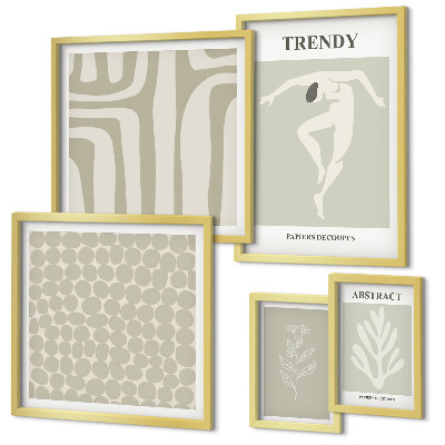 Gallery wall Stylish abstract green graphics