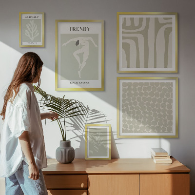 Gallery wall Stylish abstract green graphics