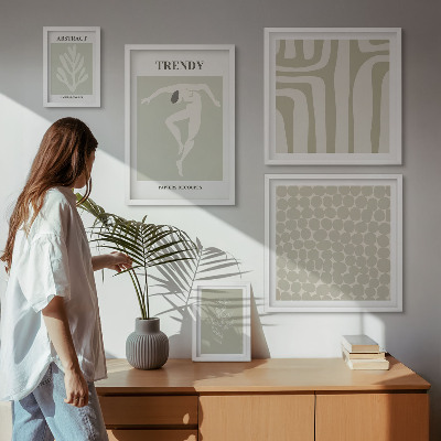 Gallery wall Stylish abstract green graphics