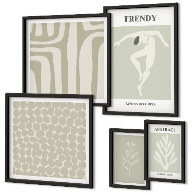 Gallery wall Stylish abstract green graphics