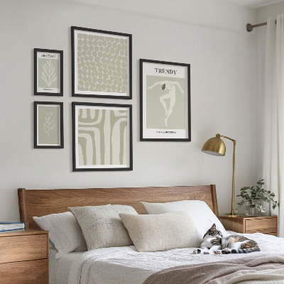 Gallery wall Stylish abstract green graphics