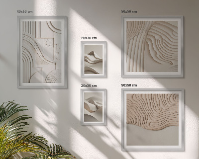 Framed photo set Abstract beige-white structures