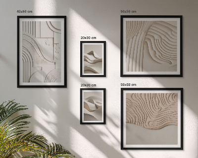 Framed photo set Abstract beige-white structures