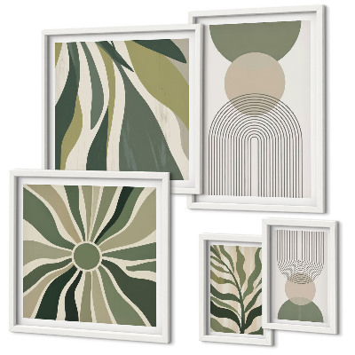 Set of 5 wall art pieces Stylish abstractions with greenery