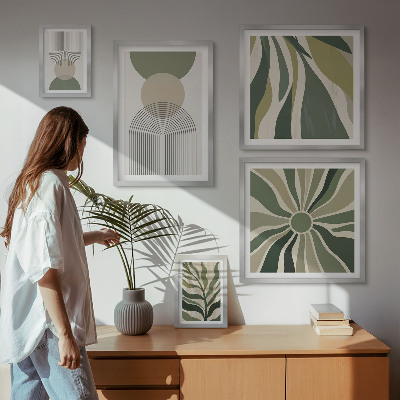Set of 5 wall art pieces Stylish abstractions with greenery