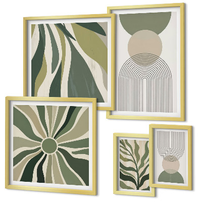 Set of 5 wall art pieces Stylish abstractions with greenery