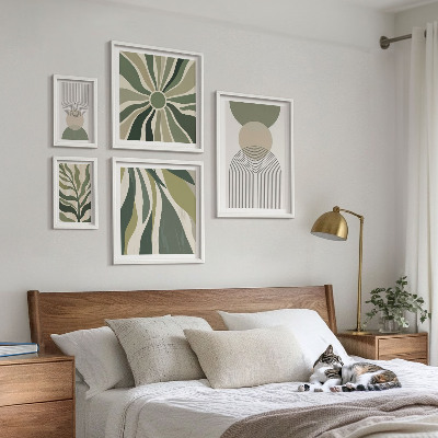 Set of 5 wall art pieces Stylish abstractions with greenery