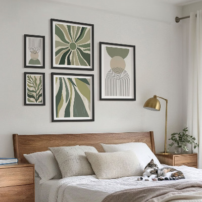 Set of 5 wall art pieces Stylish abstractions with greenery