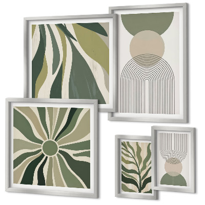 Set of 5 wall art pieces Stylish abstractions with greenery