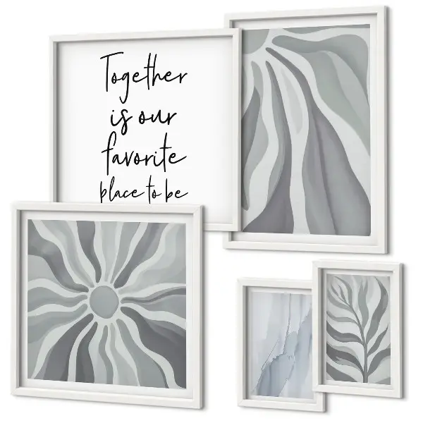 5-Piece Abstract Wall Art Set gray and white patterns