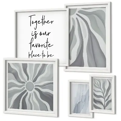 5-Piece Abstract Wall Art Set gray and white patterns