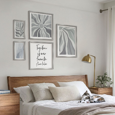 Set of 5 wall art pieces Abstract gray and white patterns