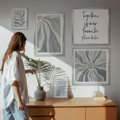 5-Piece Abstract Wall Art Set gray and white patterns