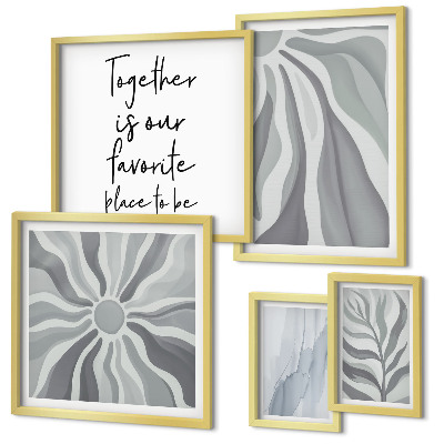 Set of 5 wall art pieces Abstract gray and white patterns