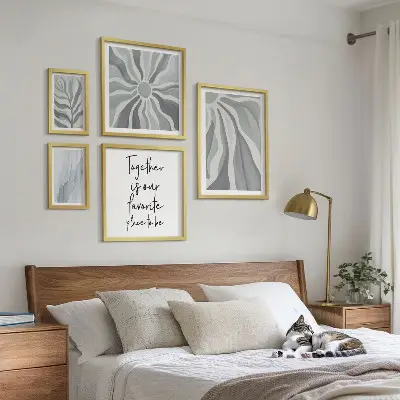 5-Piece Abstract Wall Art Set gray and white patterns
