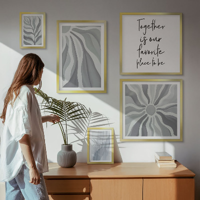 Set of 5 wall art pieces Abstract gray and white patterns