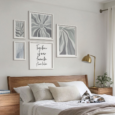 Set of 5 wall art pieces Abstract gray and white patterns