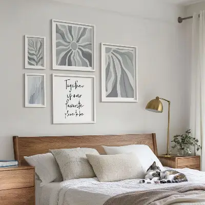 5-Piece Abstract Wall Art Set gray and white patterns