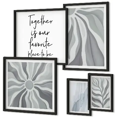 5-Piece Abstract Wall Art Set gray and white patterns