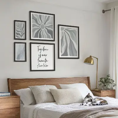 5-Piece Abstract Wall Art Set gray and white patterns