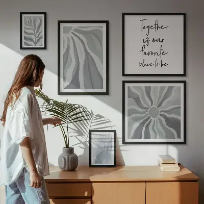5-Piece Abstract Wall Art Set gray and white patterns