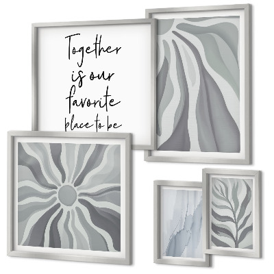 Set of 5 wall art pieces Abstract gray and white patterns