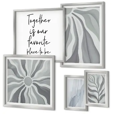 5-Piece Abstract Wall Art Set gray and white patterns