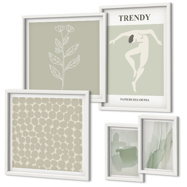 Framed photo set Stylish graphics green theme