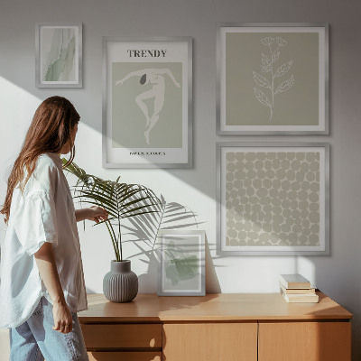Framed photo set Stylish graphics green theme