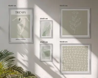 Framed photo set stylish green graphic theme