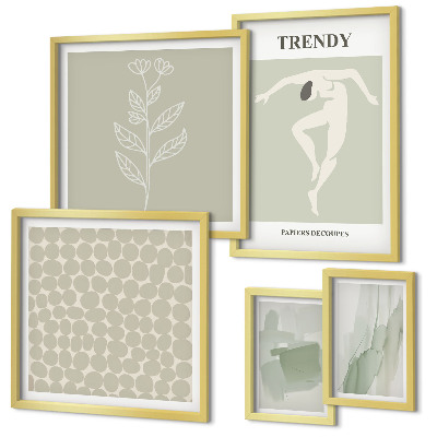 Framed photo set Stylish graphics green theme