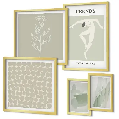 Framed photo set stylish green graphic theme