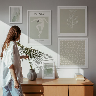Framed photo set Stylish graphics green theme