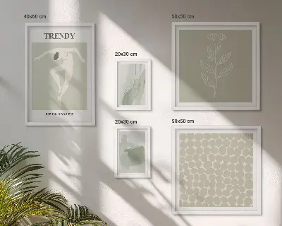 Framed photo set stylish green graphic theme