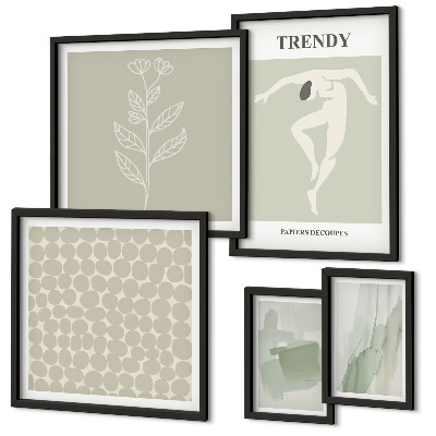 Framed photo set Stylish graphics green theme