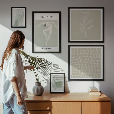 Framed photo set Stylish graphics green theme