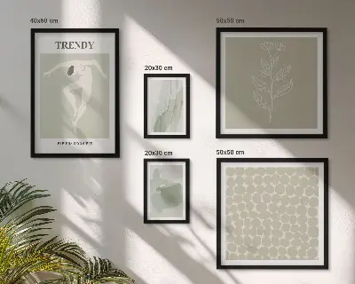 Framed photo set stylish green graphic theme