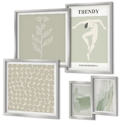 Framed photo set Stylish graphics green theme