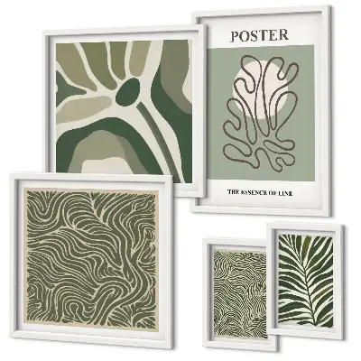 Abstract boho plant wall art set set of 5 pieces