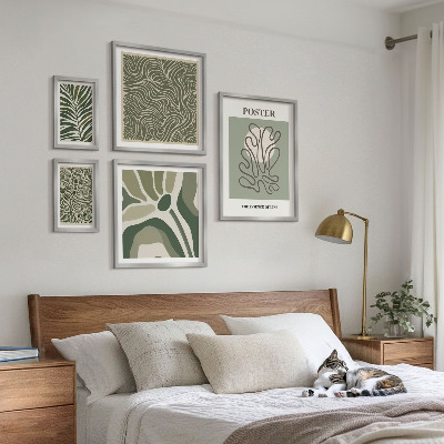 Set of 5 wall art pieces Abstract boho plant forms