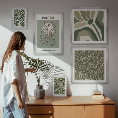 Set of 5 wall art pieces Abstract boho plant forms