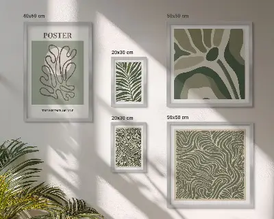 Abstract boho plant wall art set set of 5 pieces
