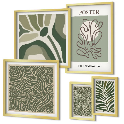 Set of 5 wall art pieces Abstract boho plant forms
